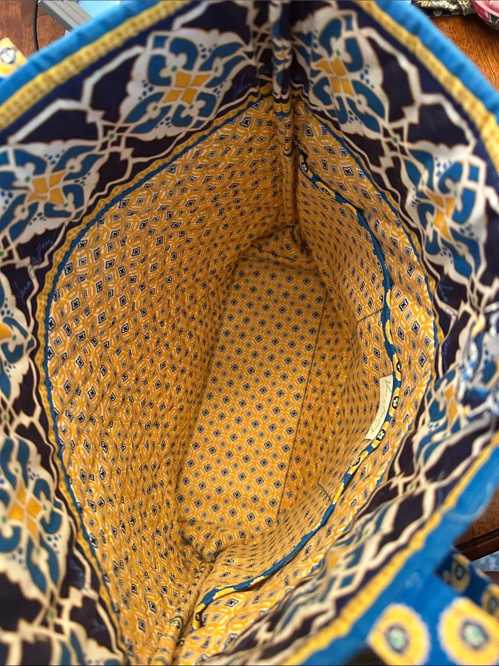 Vera Bradley Blue and Yellow Quilted Patterned Tote